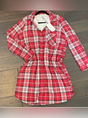🆕Red Plaid Sherpa-Lined Dress